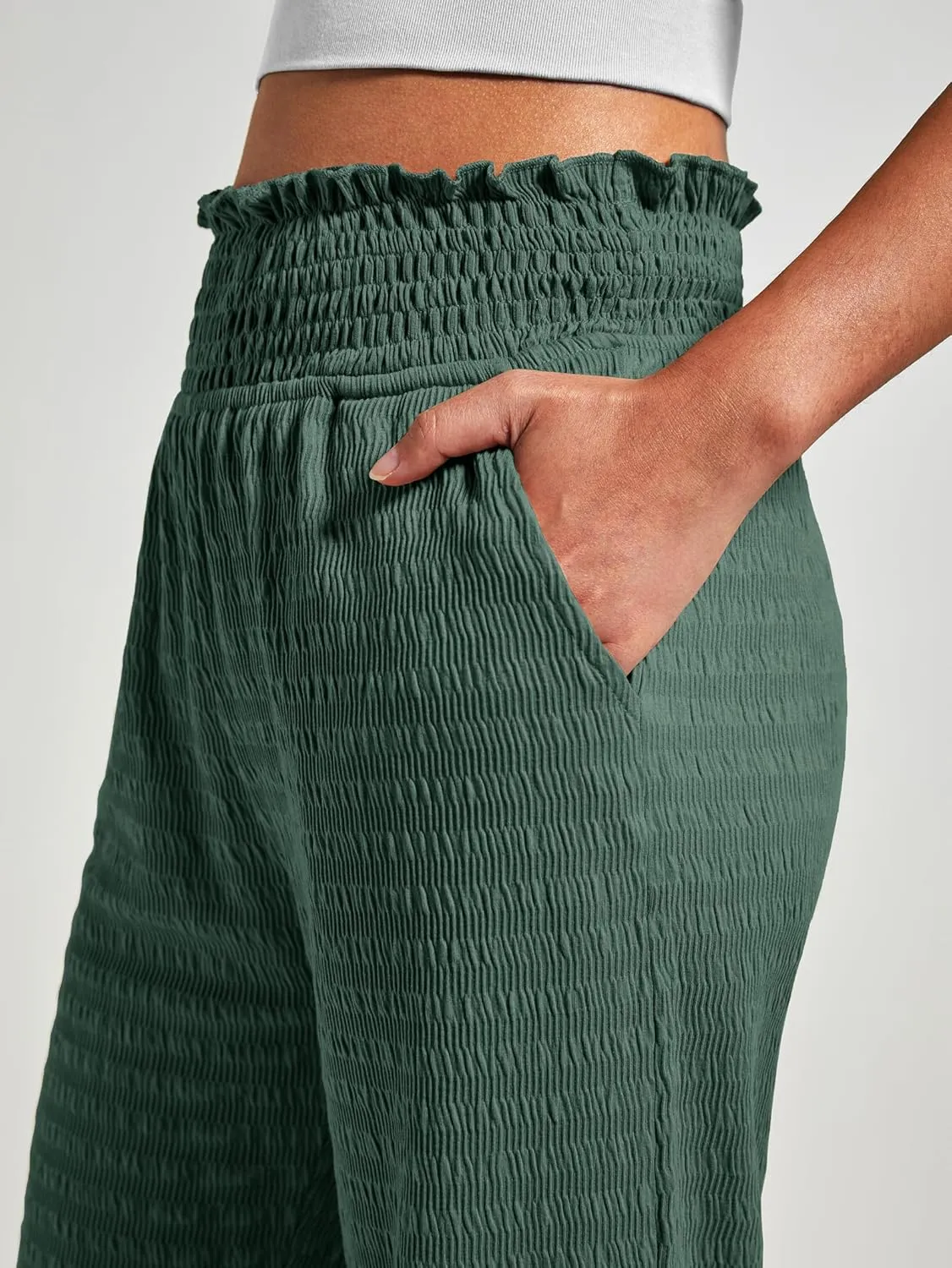 Women's Lounge Straight Pants Wide Leg Trousers 2024 Trendy High Waisted Business Texture Pants with Pockets