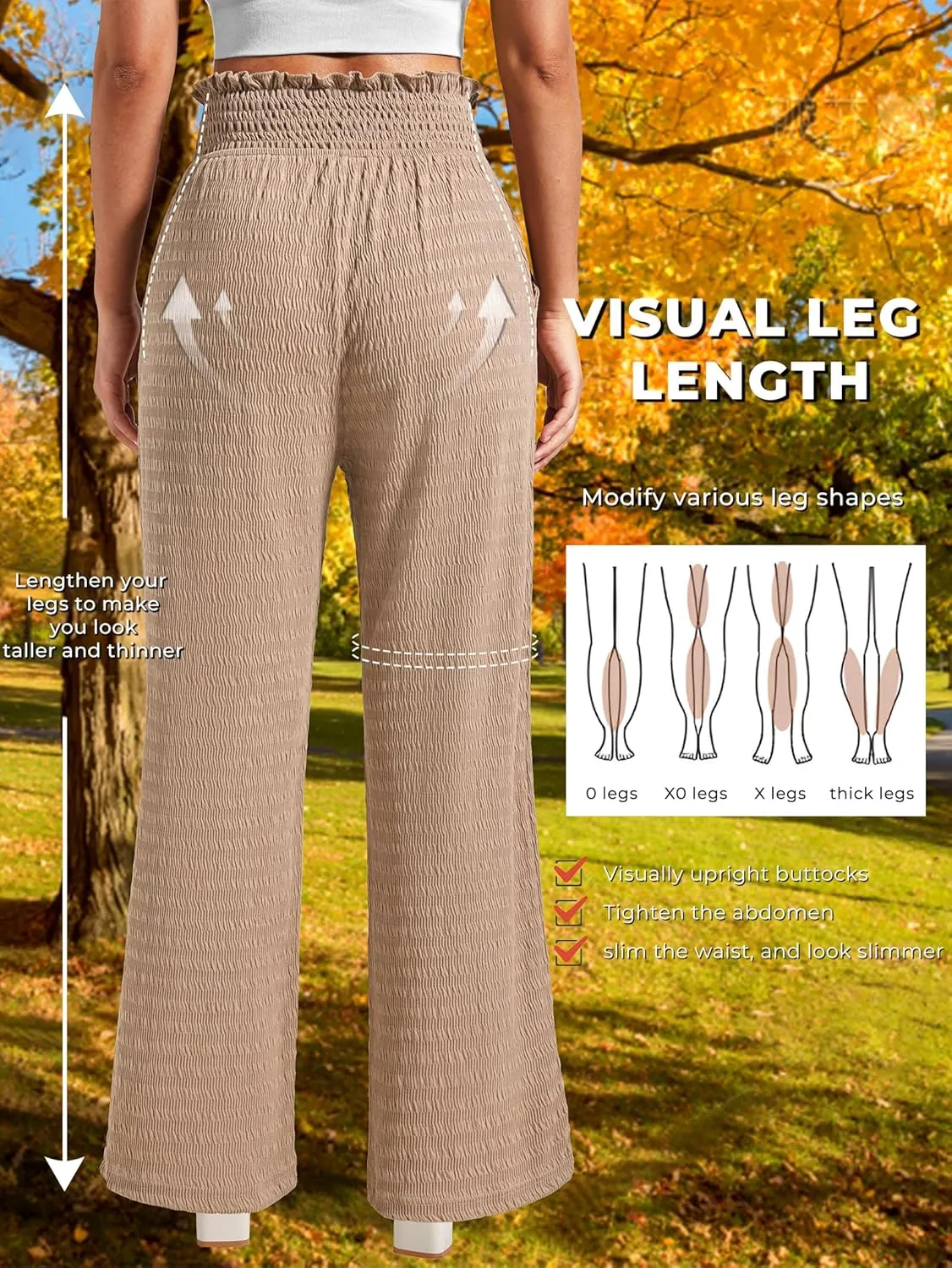 Women's Lounge Straight Pants Wide Leg Trousers 2024 Trendy High Waisted Business Texture Pants with Pockets