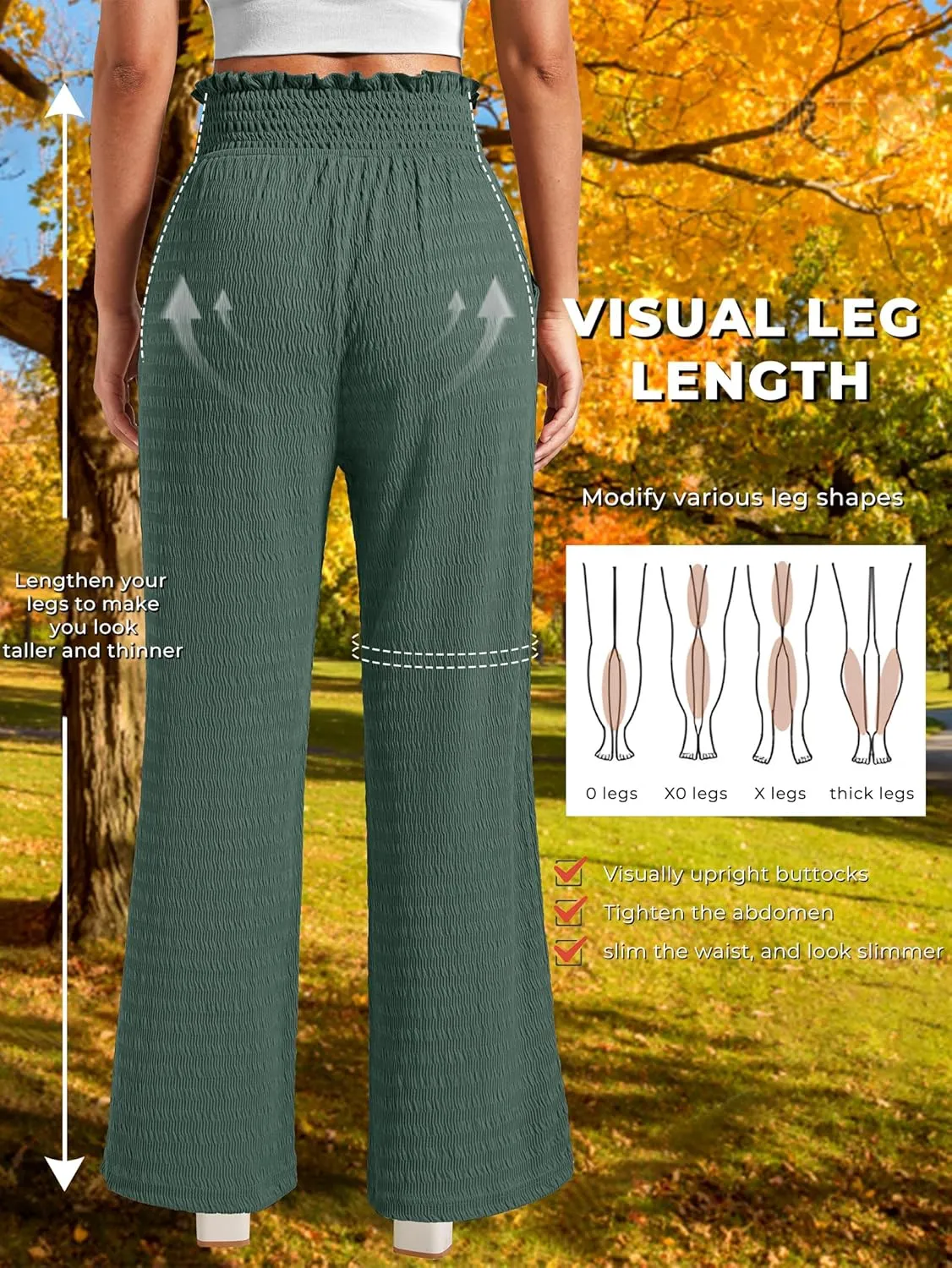 Women's Lounge Straight Pants Wide Leg Trousers 2024 Trendy High Waisted Business Texture Pants with Pockets