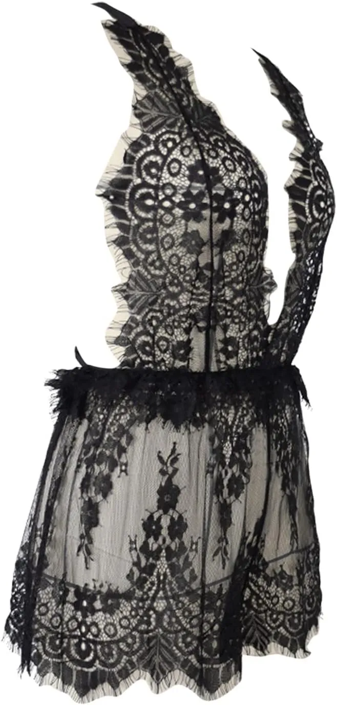 Women's Sexy Lingerie Black Lace Sexy Nightdress plus Size Satin Lingerie for Women 3x