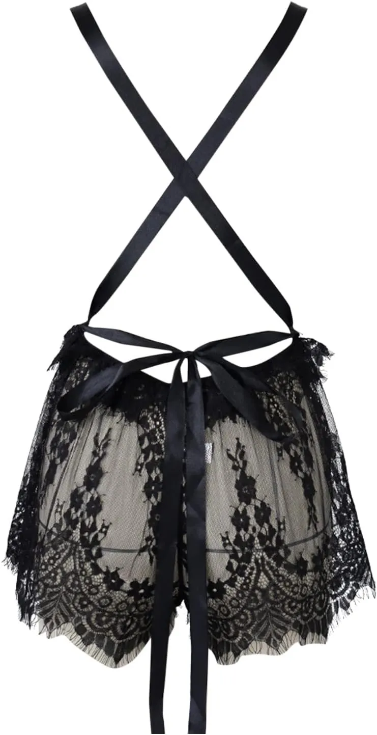 Women's Sexy Lingerie Black Lace Sexy Nightdress plus Size Satin Lingerie for Women 3x