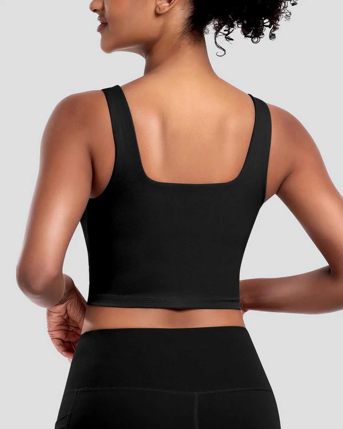 Womens Sports Bras 5 Packs - Square Neck Longline Workout Crop Tank Tops Padded Yoga Camisole with Built in Pads