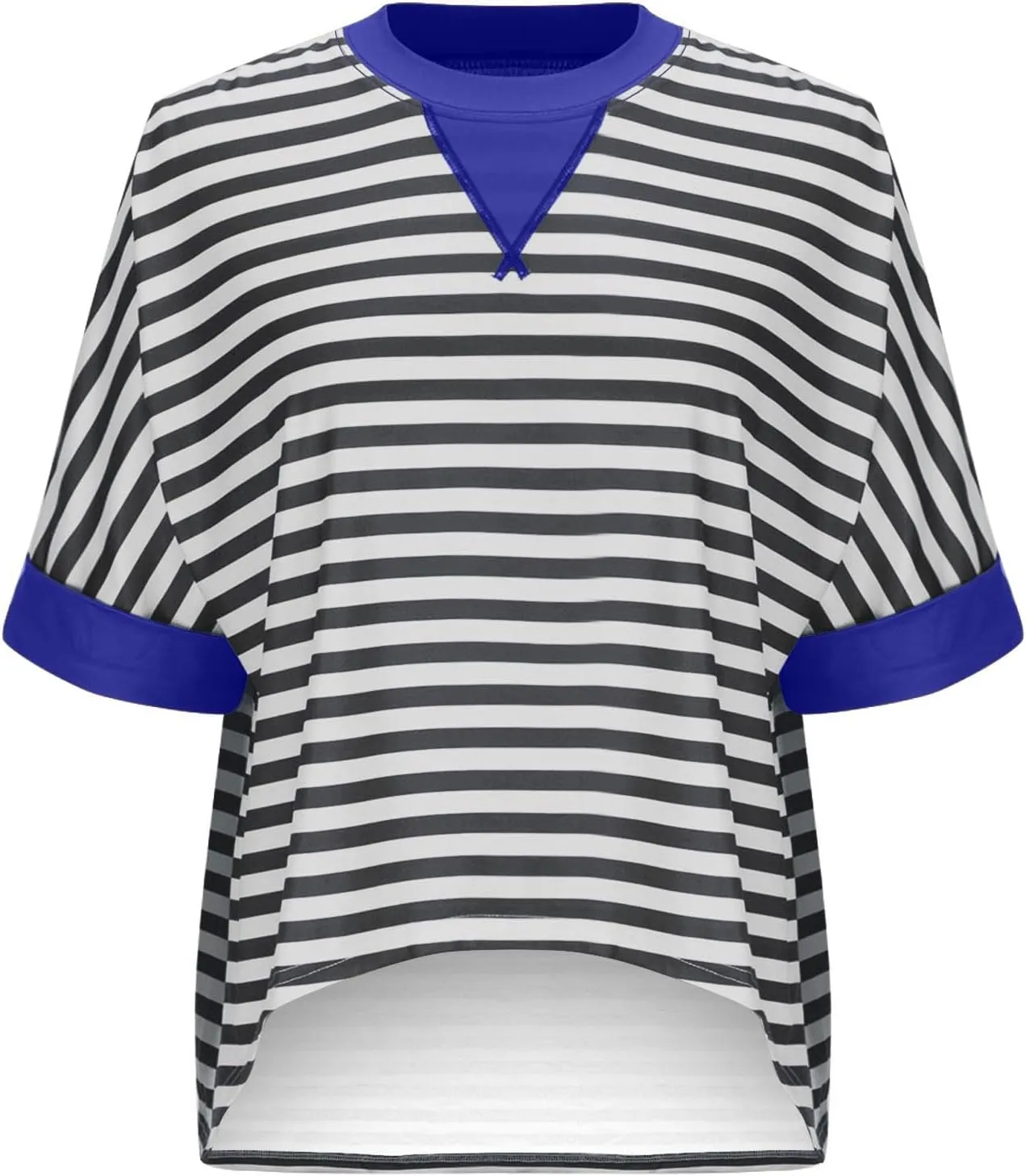Womens Summer Tops Dressy Casual Striped Short Sleeve Pullover Crewneck Color Block Loose Fit Daily T Shirts