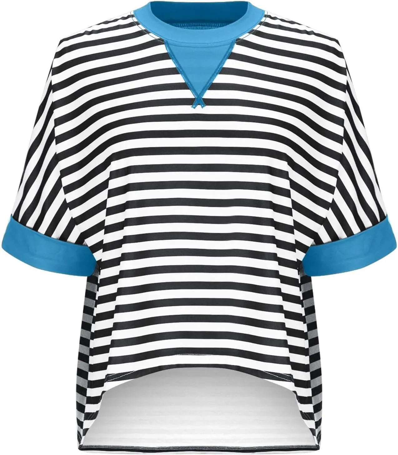 Womens Summer Tops Dressy Casual Striped Short Sleeve Pullover Crewneck Color Block Loose Fit Daily T Shirts
