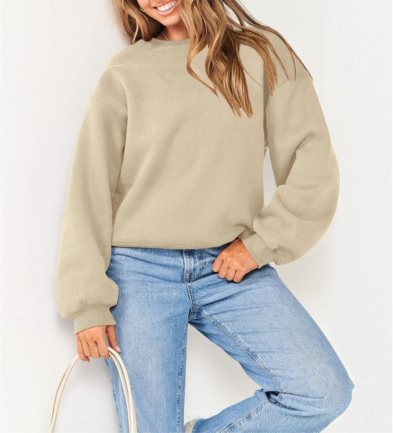 Women's Sweatshirts Hoodies Crewneck Oversized Fleece Pullover Sweaters Cute Top Y2K Teen Girls Preppy Clothes 2024