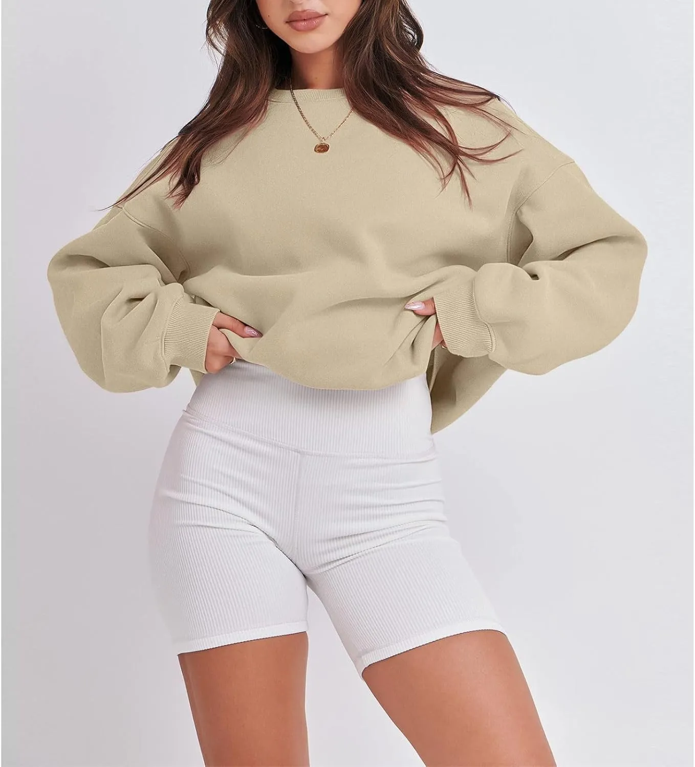 Women's Sweatshirts Hoodies Crewneck Oversized Fleece Pullover Sweaters Cute Top Y2K Teen Girls Preppy Clothes 2024