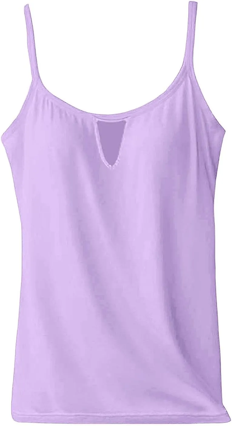 Womens Tank Tops with Built in Bras Spaghetti Strap Cami Tops Workout Shelf Bra Tank Top Basic Undershirts