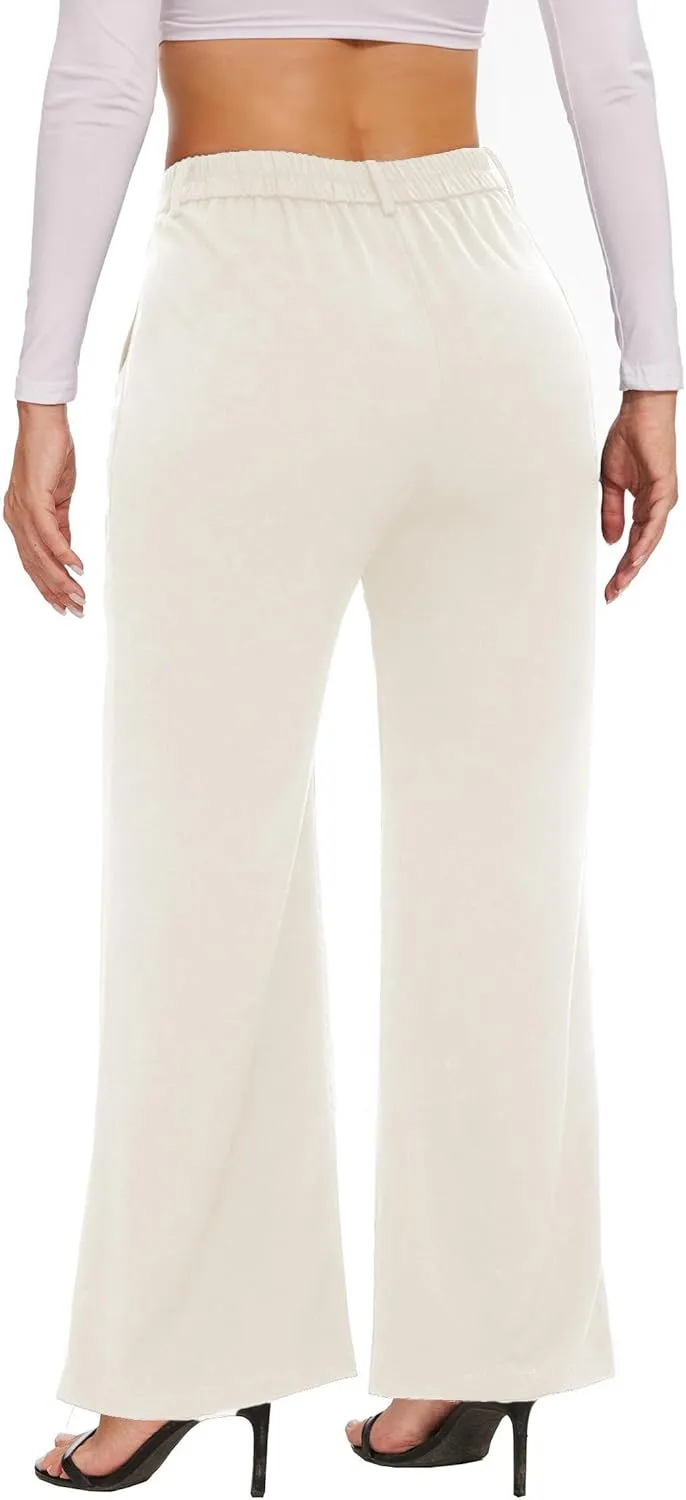 Women's Wide Leg Dress Pants High Waisted Business Casual Work Trousers with Pockets