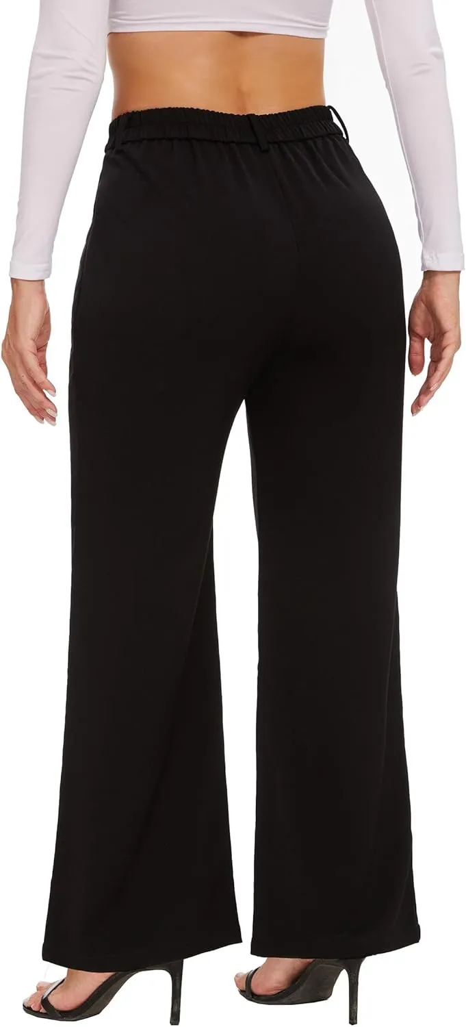 Women's Wide Leg Dress Pants High Waisted Business Casual Work Trousers with Pockets