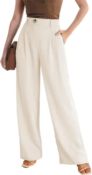 Women's Wide Leg Dress Pants High Waisted Business Casual Work Trousers with Pockets