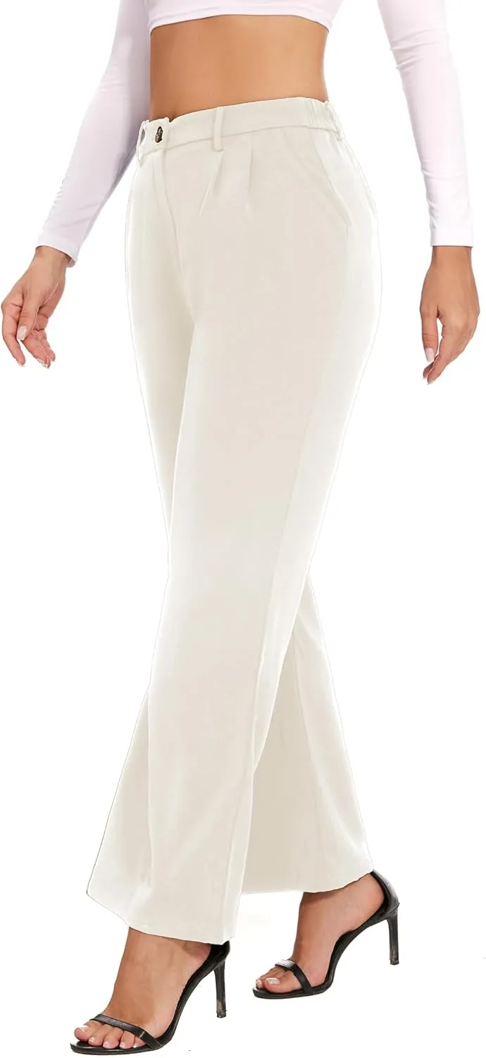 Women's Wide Leg Dress Pants High Waisted Business Casual Work Trousers with Pockets