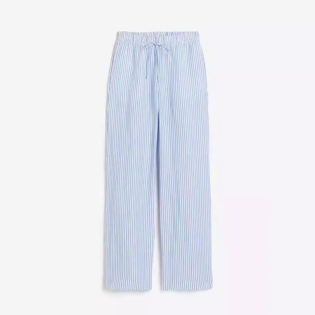 Women's Y2K Coquette Pants Blue Striped Wide-Leg Trousers Summer Causal High Waist Slacks Harajuku Aesthetic Clothing