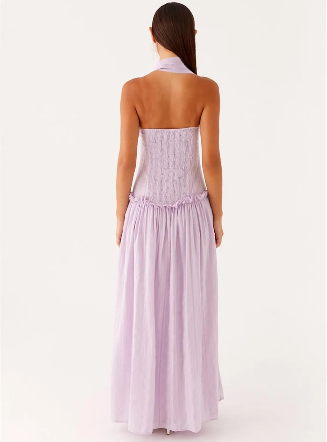 Womens Y2k Striped Tube Strapless Ruffle Scarf Maxi Dress Sexy Smocked Backless Beach Formal Long Flowy Dresses