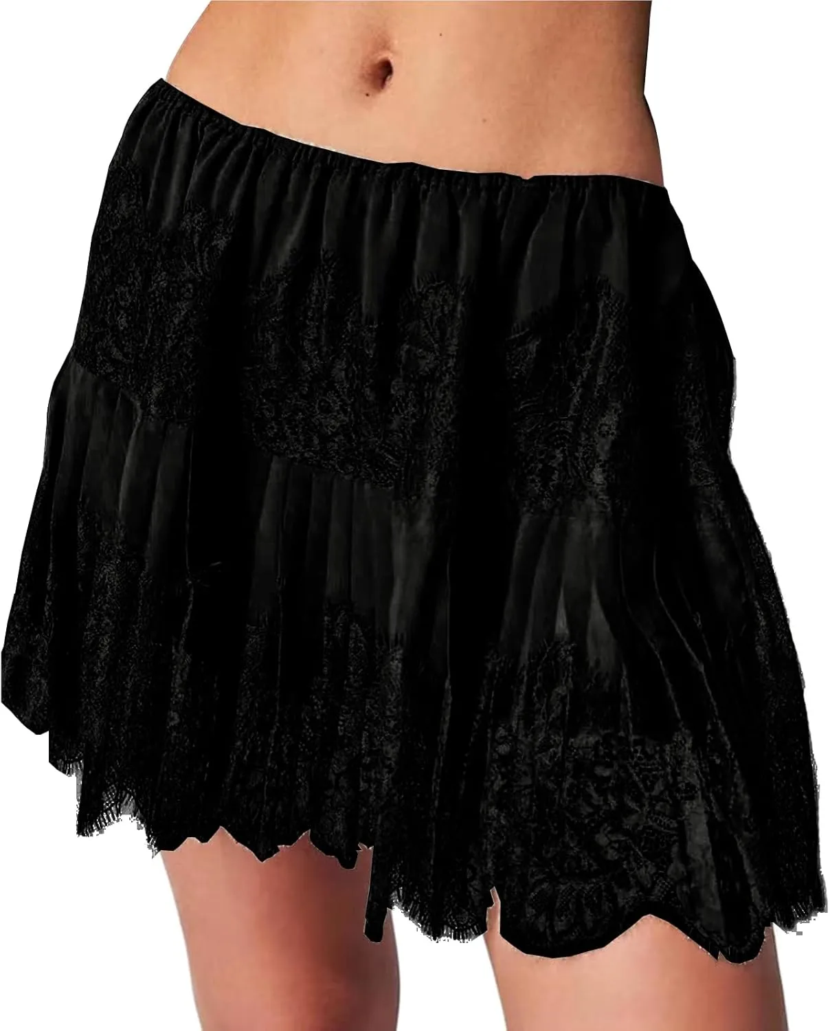Womes Lace Mini Skirt Y2k Ruffle Elastic High Waist Cute Flowy Tiered Layered Boho Skorts Lace Tiered Short Skirts Underskirt