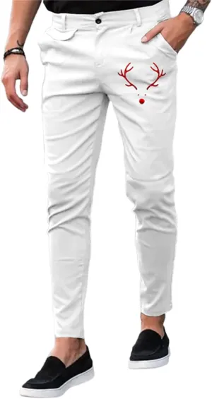 YIBIMOTTO Men's Slim Fit Pants Straight Dress Pants Business Suit Plaid Slacks Pants Skinny Twill Checkered Casual Chino Long Trousers with Pockets,White,L