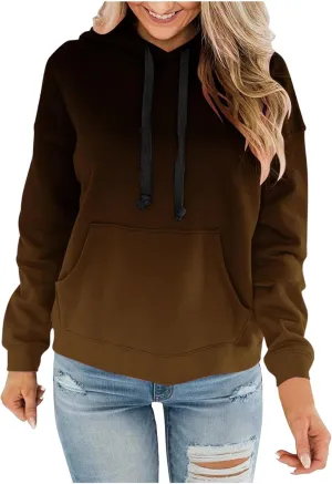 YRAETENM Hoodies for Women Fashion Crew Neck Long Sleeve Fleece Sweatshirts Oversized Lightweight Pullover Tops with Pocket