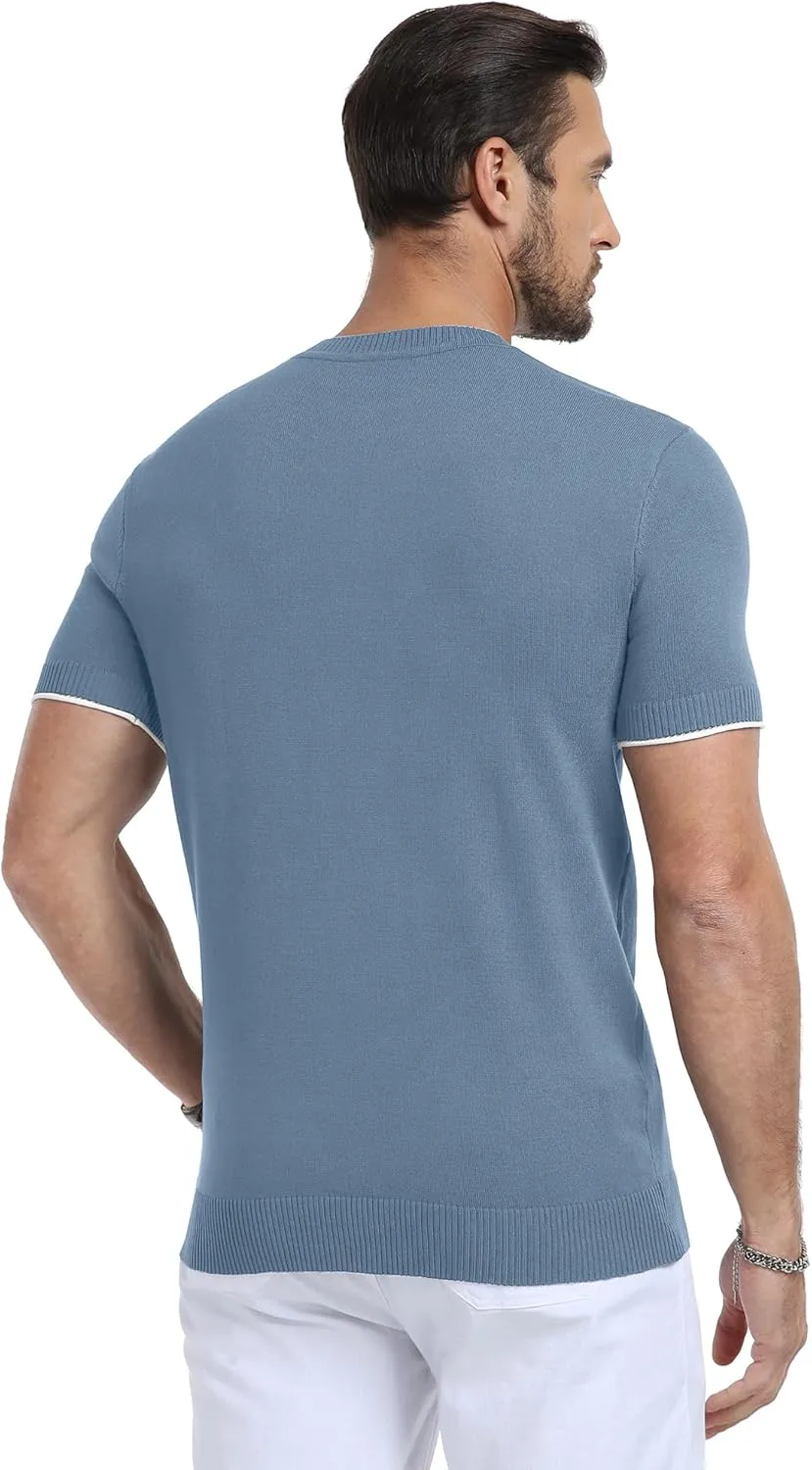 YTD Men's Short Sleeve Henley T-Shirts Casual Knit Shirt Summer Fashion Lightweight Henley Button Tee