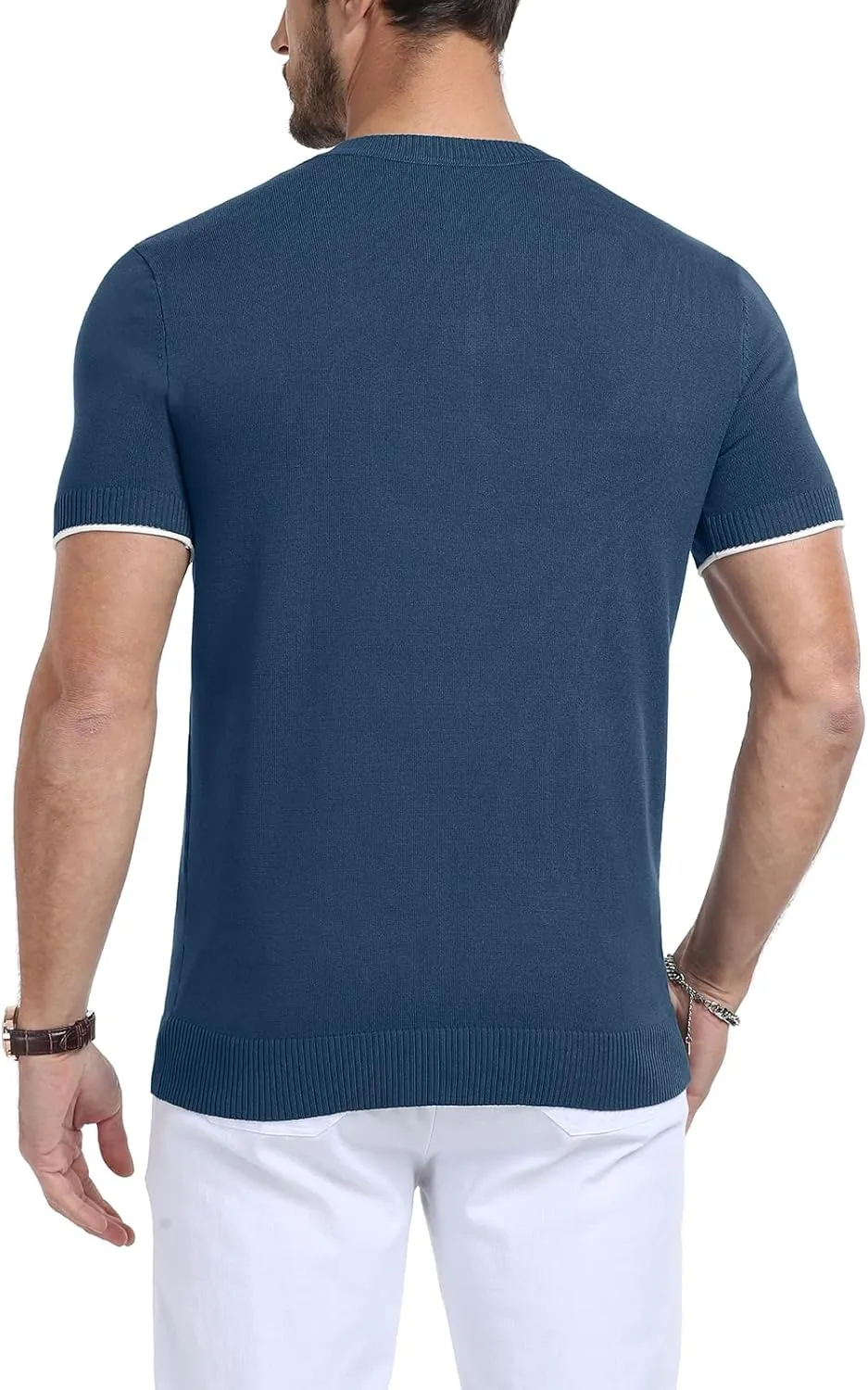 YTD Men's Short Sleeve Henley T-Shirts Casual Knit Shirt Summer Fashion Lightweight Henley Button Tee